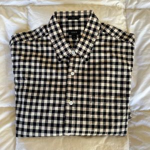 J.Crew Slim Fit Black & Cream Gingham Print / Size Medium (M)